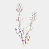 Fashnzfab Marquise Stone Cluster Embellished Link Dropdown Evening Earrings In Multi