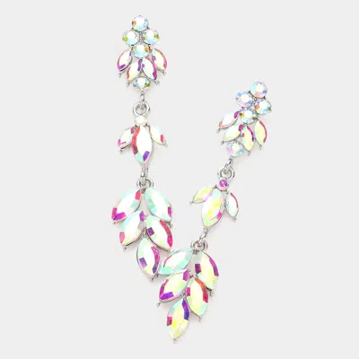 Fashnzfab Marquise Stone Cluster Embellished Link Dropdown Evening Earrings In Multi
