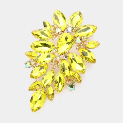 Fashnzfab Marquise Stone Cluster Embellished Pin Brooch In Green