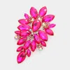 Fashnzfab Marquise Stone Cluster Embellished Pin Brooch In Pink