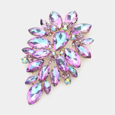 Fashnzfab Marquise Stone Cluster Embellished Pin Brooch In Purple