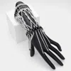 Fashnzfab Marquise Stone Cluster Embellished Rhinestone Paved Hand Chain Evening Bracelet Jet Black, Silver In Multi