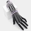 Fashnzfab Marquise Stone Cluster Embellished Rhinestone Paved Hand Chain Evening Bracelet Silver, Violet In Multi