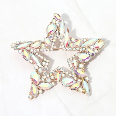Fashnzfab Marquise Stone Cluster Embellished Star Pin Brooch In Multi