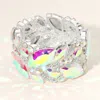 Fashnzfab Marquise Stone Cluster Embellished Stretch Bracelet Ab, Silver In Multi