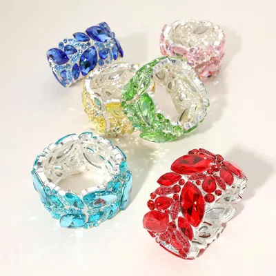 Fashnzfab Marquise Stone Cluster Embellished Stretch Bracelet Clear, Gold In Blue