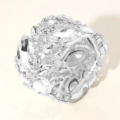 Fashnzfab Marquise Stone Cluster Embellished Stretch Bracelet In Metallic