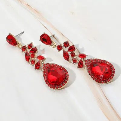 Fashnzfab Marquise Stone Cluster Embellished Teardrop Stone Tip Dangle Drop Evening Earrings In Multi