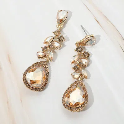 Fashnzfab Marquise Stone Cluster Embellished Teardrop Stone Tip Dangle Drop Evening Earrings In Multi