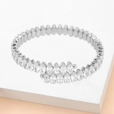 Fashnzfab Marquise Stone Cluster Evening Bracelet - Rhodium In Metallic