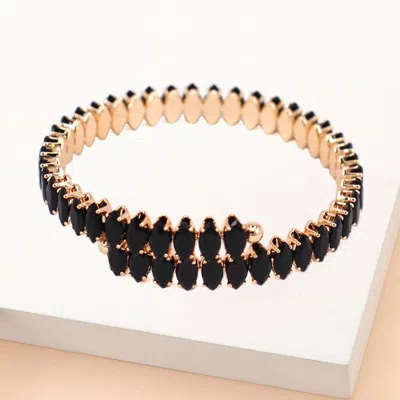 Fashnzfab Marquise Stone Cluster Evening Bracelet In Black