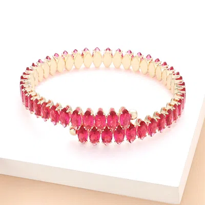 Fashnzfab Marquise Stone Cluster Evening Bracelet Fuchsia In Pink