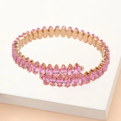 Fashnzfab Marquise Stone Cluster Evening Bracelet Pink