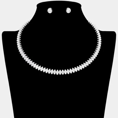 Fashnzfab Marquise Stone Cluster Evening Choker Necklace In Metallic