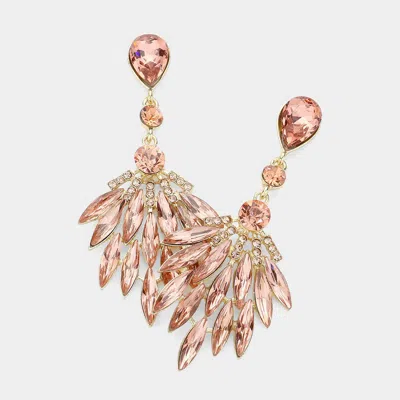 Fashnzfab Marquise Stone Cluster Evening Earrings - Gold, Peach In Neutral