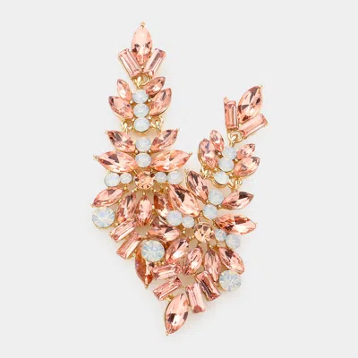 Fashnzfab Marquise Stone Cluster Evening Earrings - Peach In Gold
