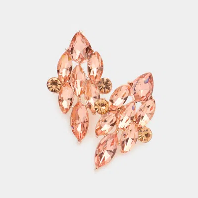 Fashnzfab Marquise Stone Cluster Evening Earrings - Peach In Pink