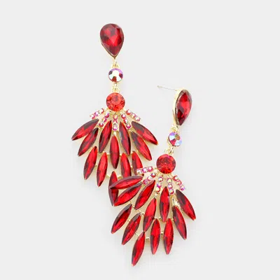 Fashnzfab Marquise Stone Cluster Evening Earrings - Siam In Orange