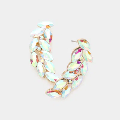 Fashnzfab Marquise Stone Cluster Evening Earrings In Gold