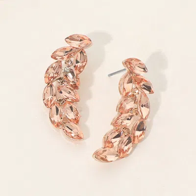Fashnzfab Marquise Stone Cluster Evening Earrings Peach, Rose Gold