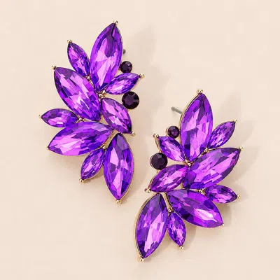 Fashnzfab Marquise Stone Cluster Evening Earrings In Purple