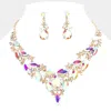 Fashnzfab Marquise Stone Cluster Evening Necklace In Multi