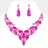 Fashnzfab Marquise Stone Cluster Evening Necklace In Pink