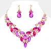Fashnzfab Marquise Stone Cluster Evening Necklace In Purple