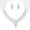 Fashnzfab Marquise Stone Cluster Evening Necklace In Silver