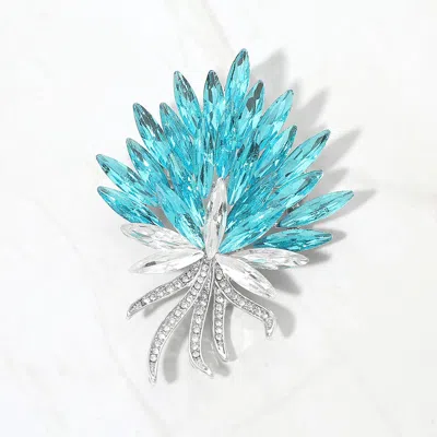Fashnzfab Marquise Stone Cluster Floral Bouquet Pin Brooch In Orange