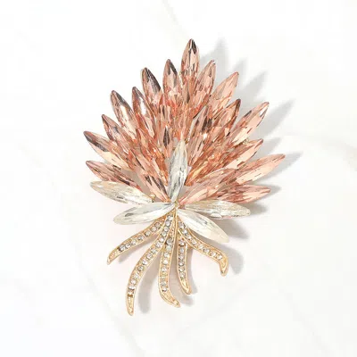 Fashnzfab Marquise Stone Cluster Floral Bouquet Pin Brooch In Pink