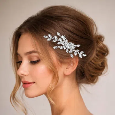 Fashnzfab Marquise Stone Cluster Floral Branch Hair Comb In Multi