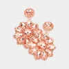 Fashnzfab Marquise Stone Cluster Flower Dangle Evening Earrings - Peach In Pink