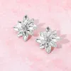 Fashnzfab Marquise Stone Cluster Flower Earrings - Clear, Silver In Brown
