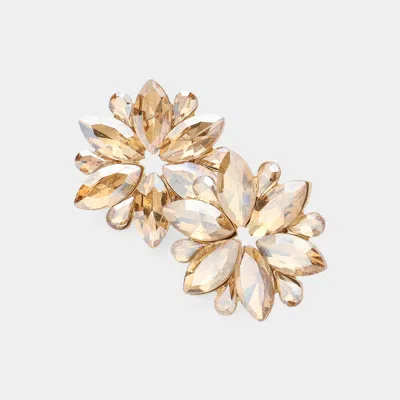 Fashnzfab Marquise Stone Cluster Flower Evening Earrings - Gold, Lt Col Topaz