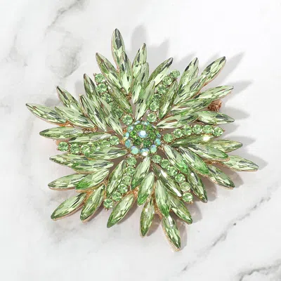 Fashnzfab Marquise Stone Cluster Flower Pin Brooch In Green