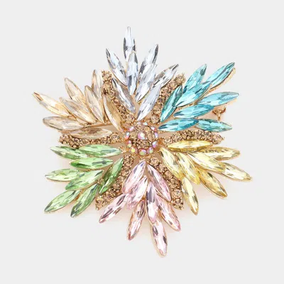 Fashnzfab Marquise Stone Cluster Flower Pin Brooch In Multi