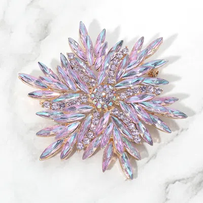 Fashnzfab Marquise Stone Cluster Flower Pin Brooch In Purple