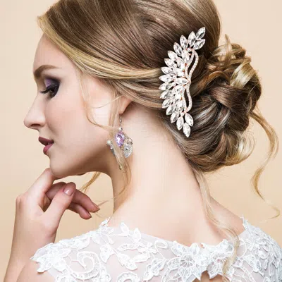 Fashnzfab Marquise Stone Cluster Hair Comb In Multi