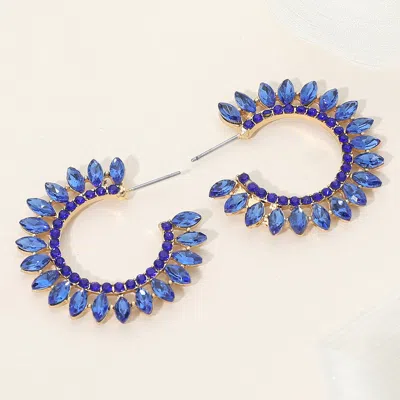 Fashnzfab Marquise Stone Cluster Half Hoop Evening Earrings In Green