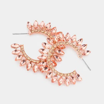 Fashnzfab Marquise Stone Cluster Half Hoop Evening Earrings In Pink
