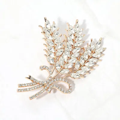 Fashnzfab Marquise Stone Cluster Leaf Bunch Pin Brooch In Purple