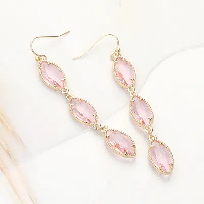 Fashnzfab Marquise Stone Cluster Link Dropdown Dangle Earrings - Gold, Pink In Multi