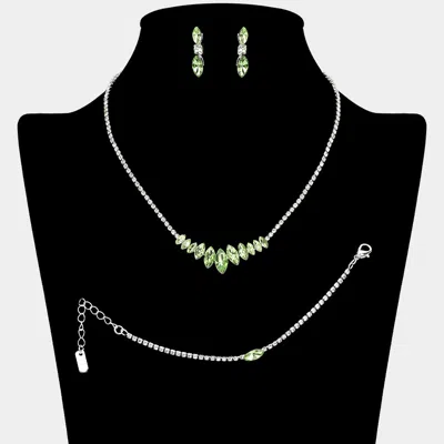 Fashnzfab Marquise Stone Cluster Link Rhinestone Paved Jewelry Set In Multi