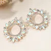 Fashnzfab Marquise Stone Cluster Open Circle Statement Evening Earrings In Multi