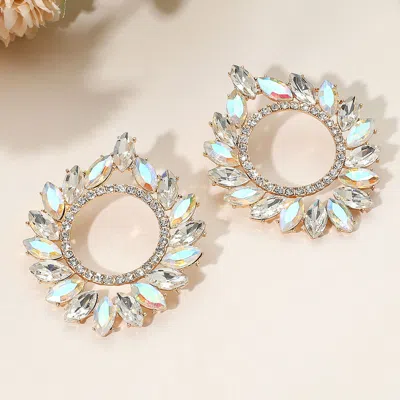 Fashnzfab Marquise Stone Cluster Open Circle Statement Evening Earrings In Multi