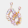 Fashnzfab Marquise Stone Cluster Open Teardrop Dangle Evening Earrings - Lt Col Topaz In Multi