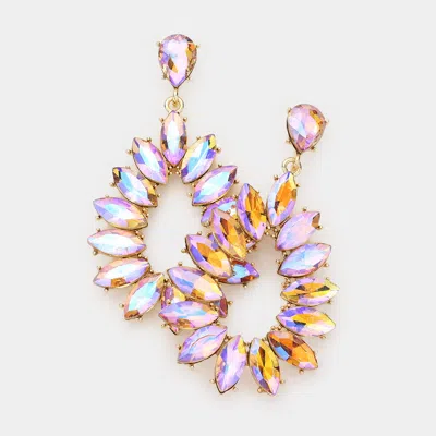 Fashnzfab Marquise Stone Cluster Open Teardrop Dangle Evening Earrings - Lt Col Topaz In Multi