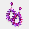 Fashnzfab Marquise Stone Cluster Open Teardrop Dangle Evening Earrings In Purple