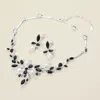 Fashnzfab Marquise Stone Cluster Pearl Embellished Leaf Branch Necklace In Multi